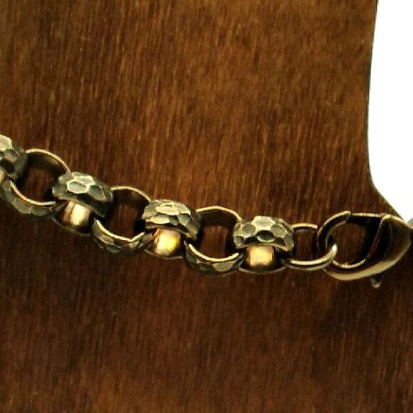 Vintage EP Erwin Pearl Hammered Chunky Rolo Chain Link Bracelet Unisex - Picture 2 of 16